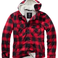 Brandit Lumber Jacket Hooded Herren, mit Kapuze (Red/Black)
