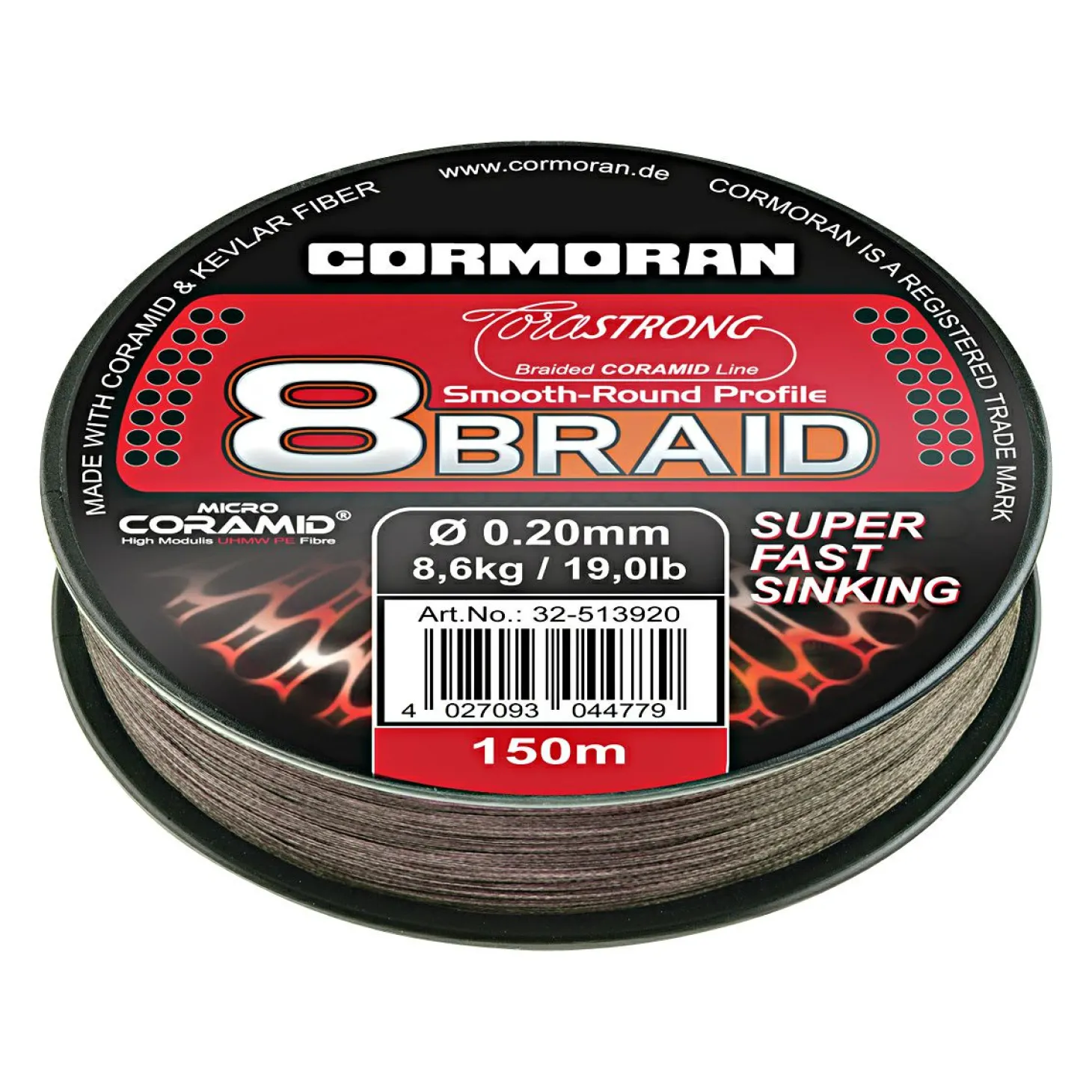 Cormoran Angelschnur Corastrong 8-Braid Super Fast Sinking (dunkelbraun)