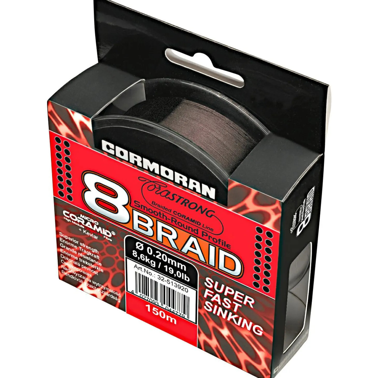 Cormoran Angelschnur Corastrong 8-Braid Super Fast Sinking (dunkelbraun)