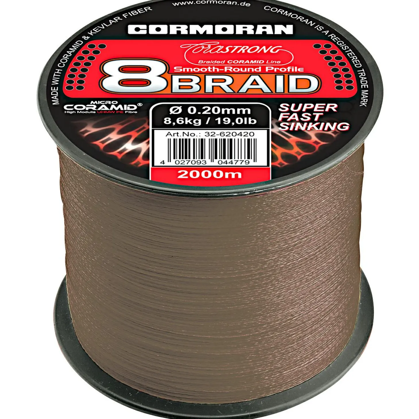 Cormoran Angelschnur Corastrong 8-Braid Super Fast Sinking (dunkelbraun)