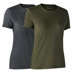 Deerhunter 2er-Pack Ladies Basis T-Shirts Damen (Adventure Green Melange)