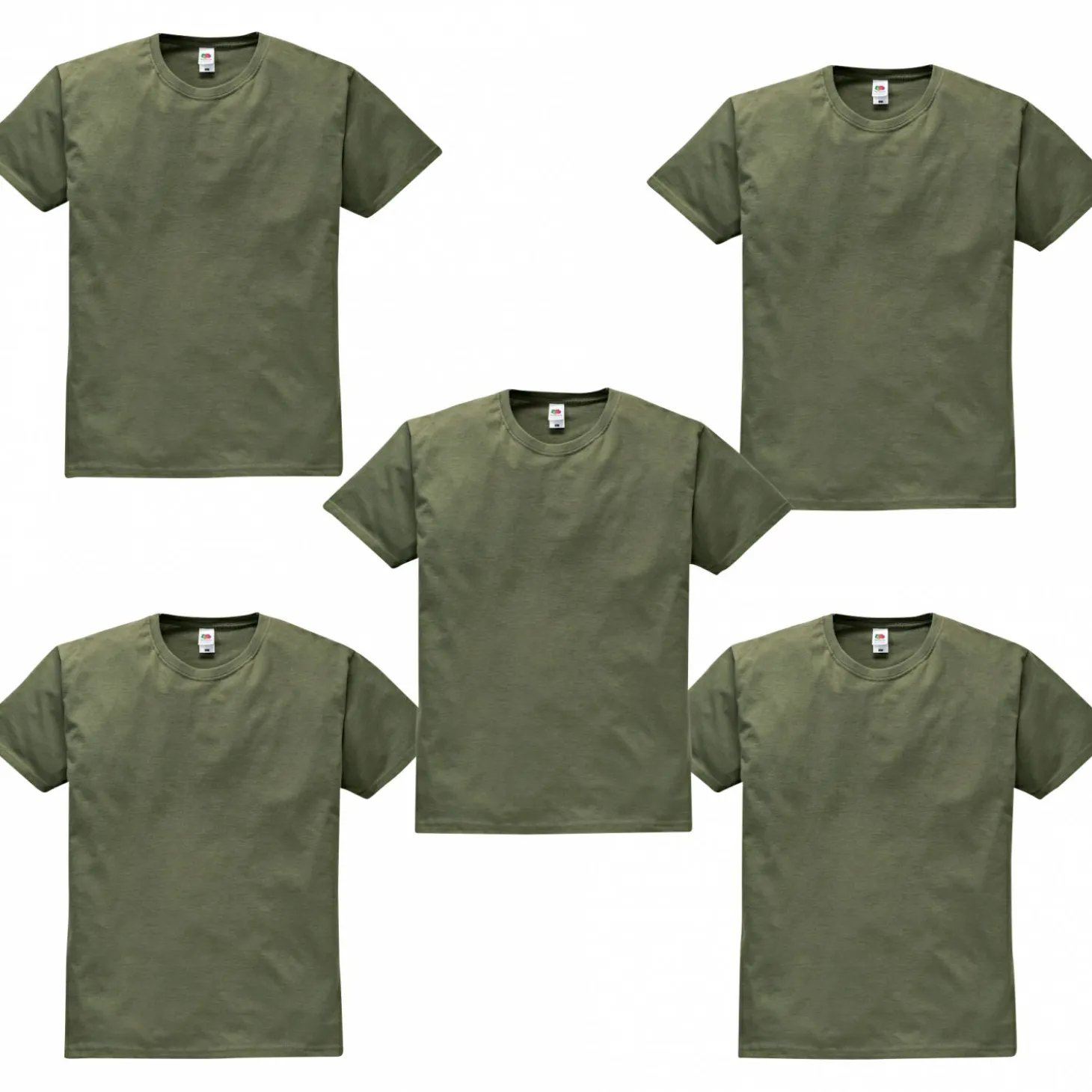 Fruit of the Loom 5er-Set: T-Shirts Herren (Khaki)
