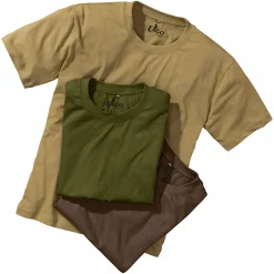 il Lago Basic 3er Set: T-Shirts Herren (Oliv/Beige/Braun)