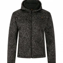 il Lago Prestige Teddy Strickfleece-Jacke Spirit Herren (Schwarz Meliert)