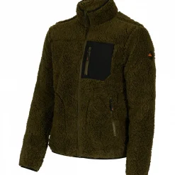 il Lago Prestige Teddyfleece-Jacke Halver Herren (Oliv/Schwarz)