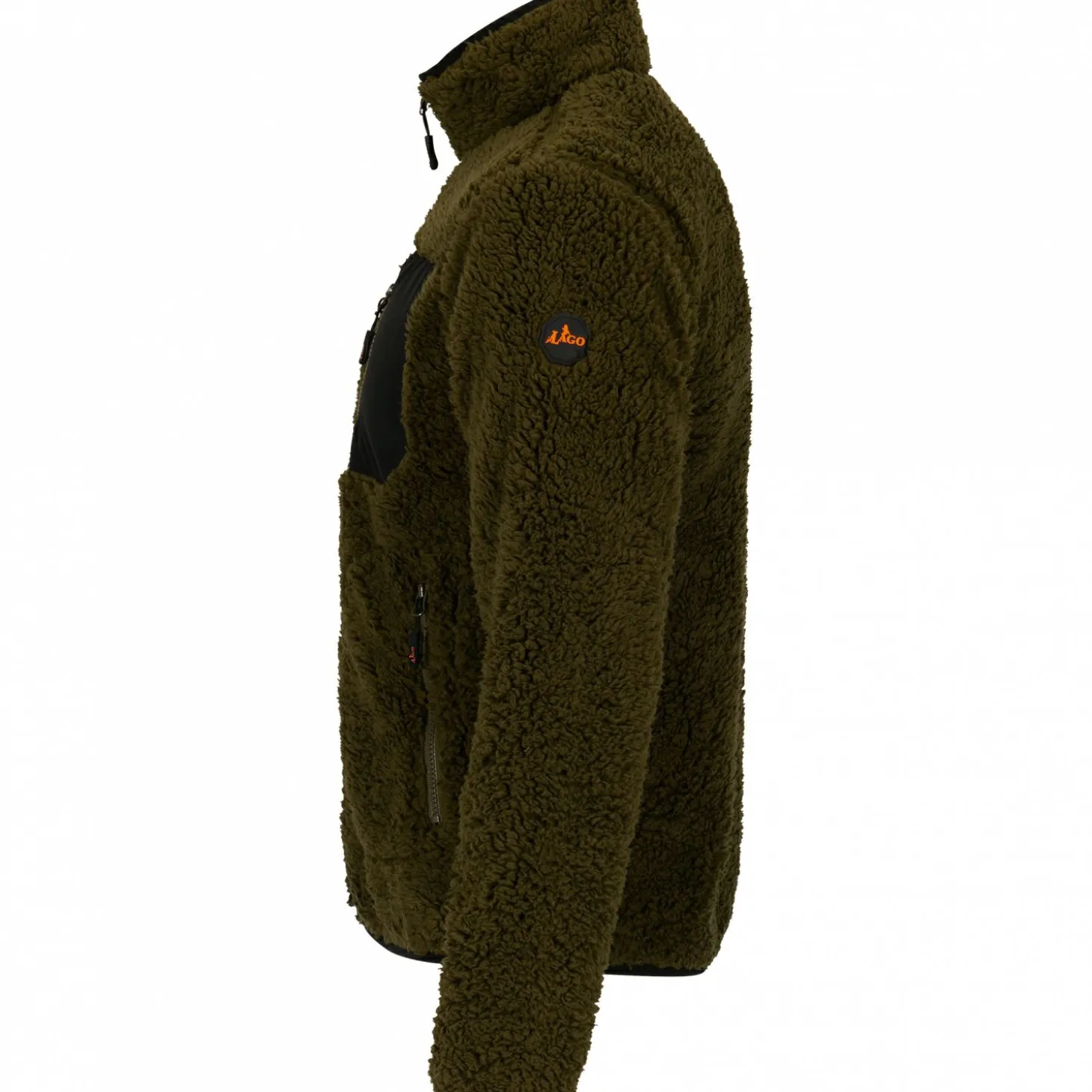 il Lago Prestige Teddyfleece-Jacke Halver Herren (Oliv/Schwarz)