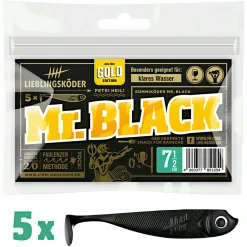 Lieblingsköder Gummifisch Barschköder (7,5 cm, Mr.Black)