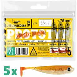 Lieblingsköder Gummifisch Barschköder (7,5 cm, Whisky Orange)