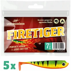 Lieblingsköder Gummifisch Barschköder (7,5 cm, Firetiger)