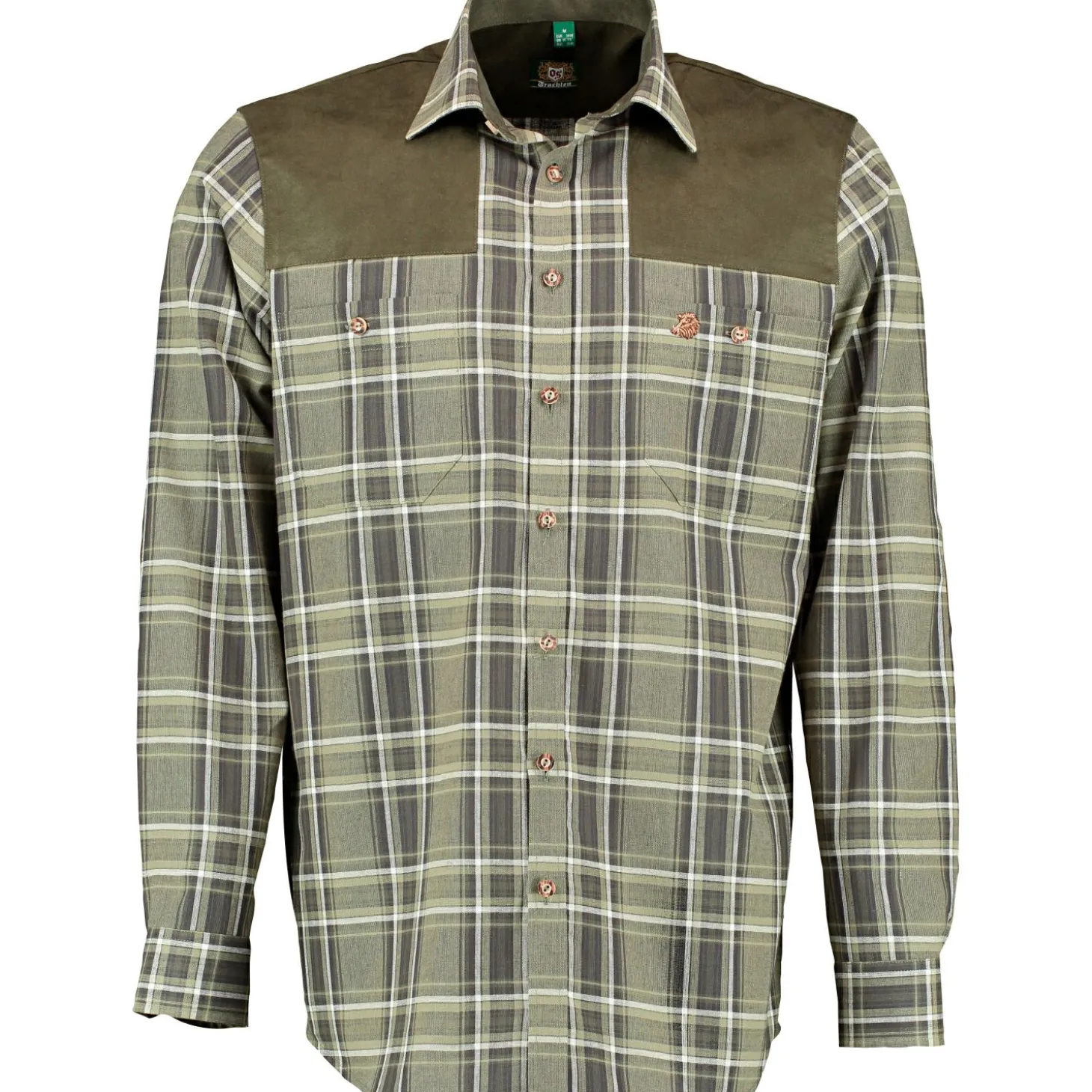 OS Trachten Gekka Hemd 1/1 Arm Regular Fit Herren (Oliv)