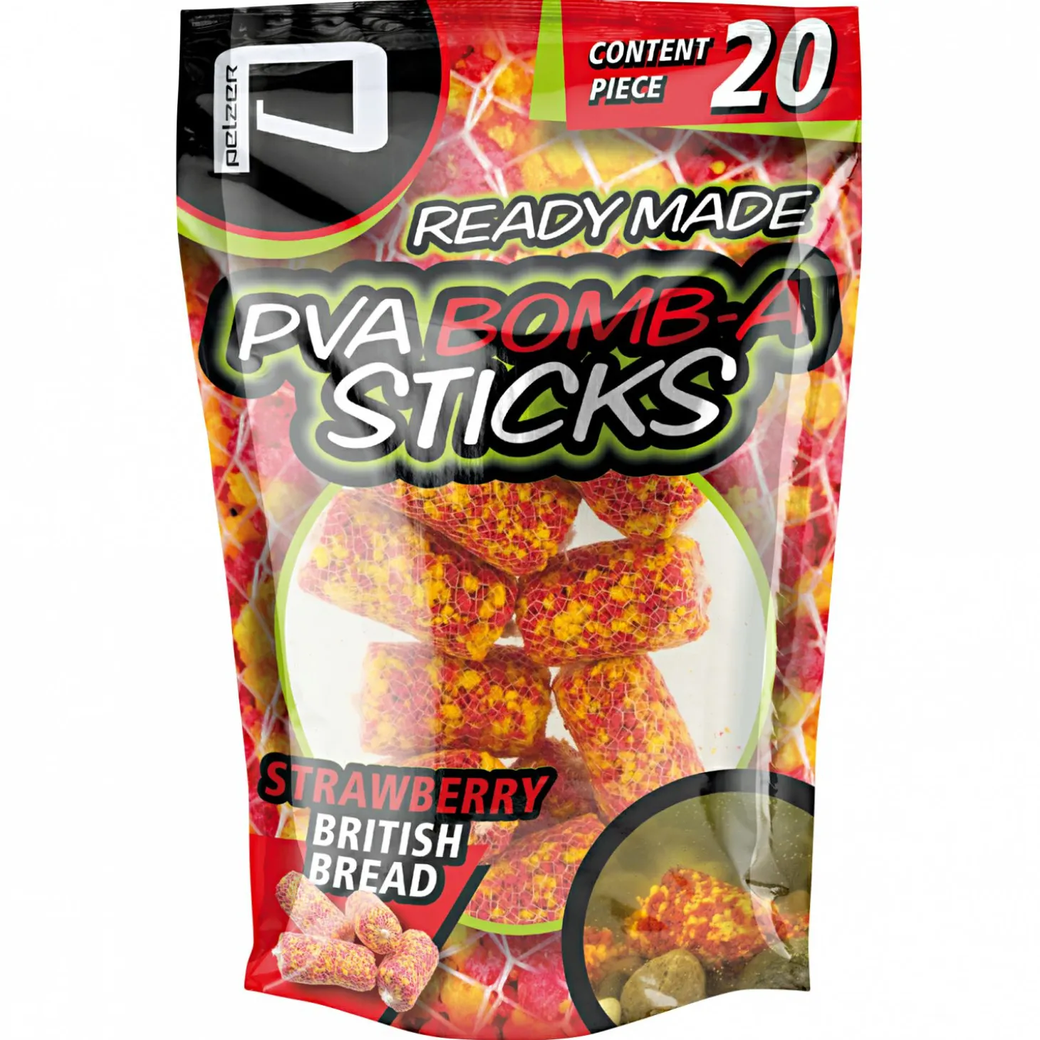 Pelzer Pellets PVA Bomb-A Sticks (Strawberry British Bread)