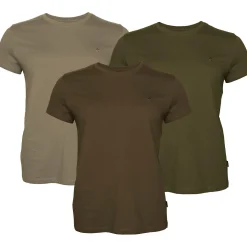 Pinewood 3er-Set: T-Shirts Damen (Green/H.Brown/Khaki)