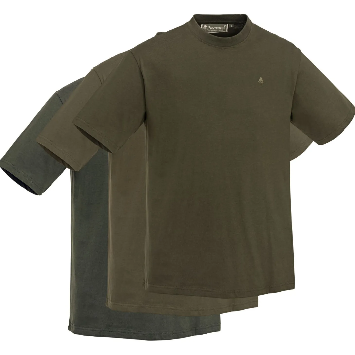 Pinewood 3er-Set: T-Shirts Herren (Green/H.Brown/Khaki)