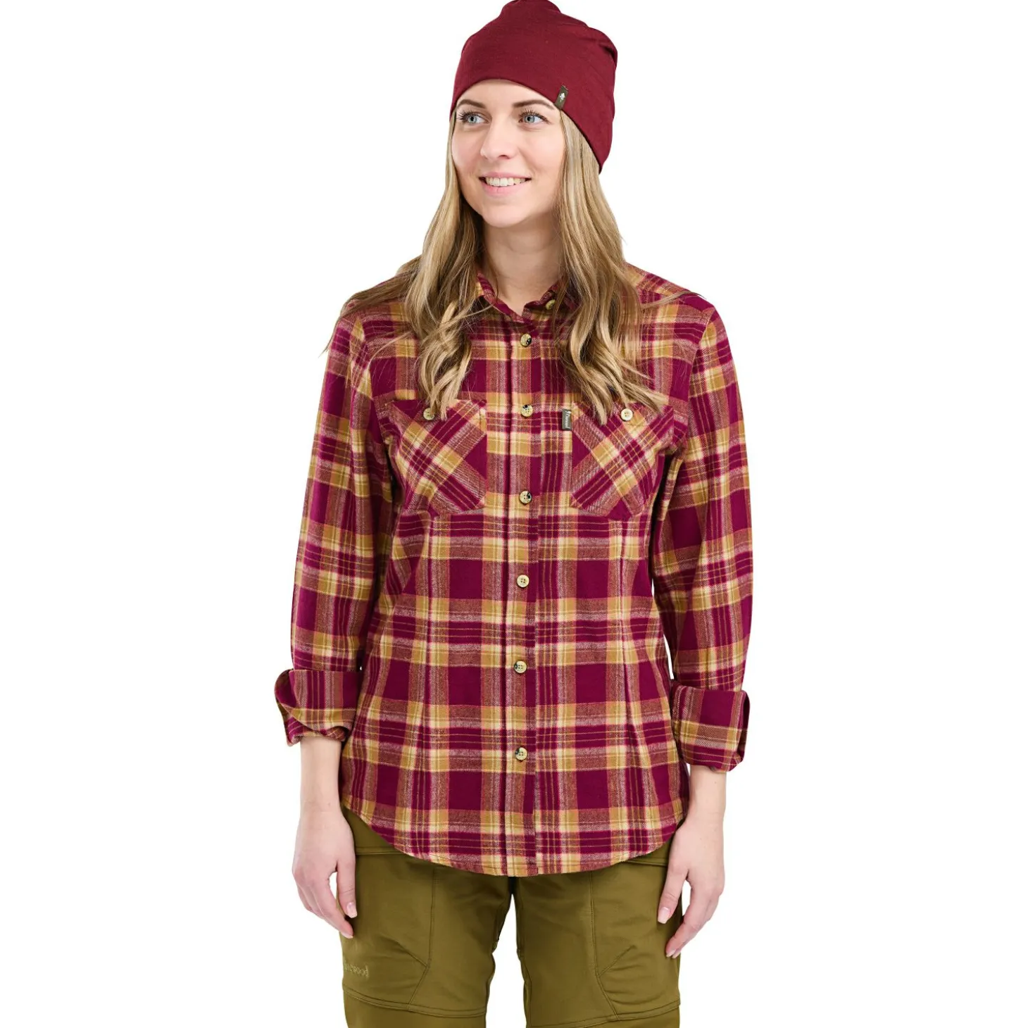 Pinewood Felicia Shirt Damen (Burgundy/Olive Green)