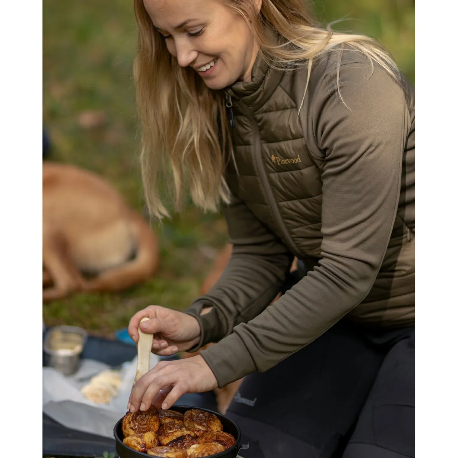 Pinewood Finnveden Hybrid Power Fleece Jacke Damen (Olive)