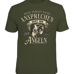 Rahmenlos "Bitte nicht ansprechen, redet nur über angeln" T-Shirt Unisex (Grün)