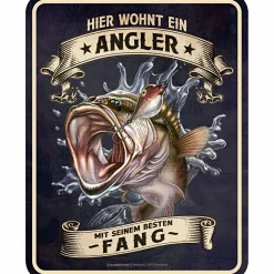 Rahmenlos Blechschild (Hier wohnt ein Angler)