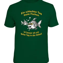 Rahmenlos "Ein schlechter Tag beim Fischen…" T-Shirt Herren (Grün)
