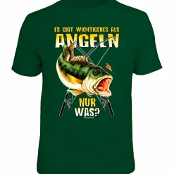 Rahmenlos "Es gibt Wichtigeres als Angeln, nur was?" T-Shirt Herren (Grün)
