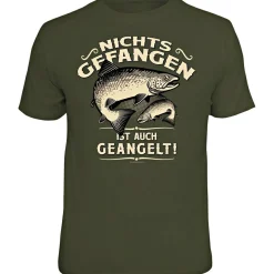 Rahmenlos "Nichts gefangen ist auch geangelt" T-Shirt Unisex (Grün)