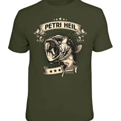 Rahmenlos "Petri Heil" T-Shirt Herren (Oliv)