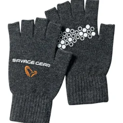 Savage Gear Knitted Half Finger Gloves Unisex (Dark Grey Melange)