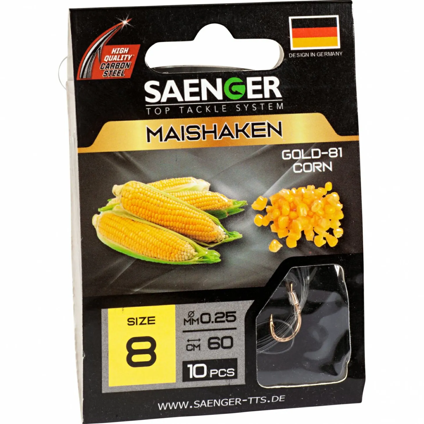Sänger Zielfisch-Haken, gebunden (Maishaken Gold-81)