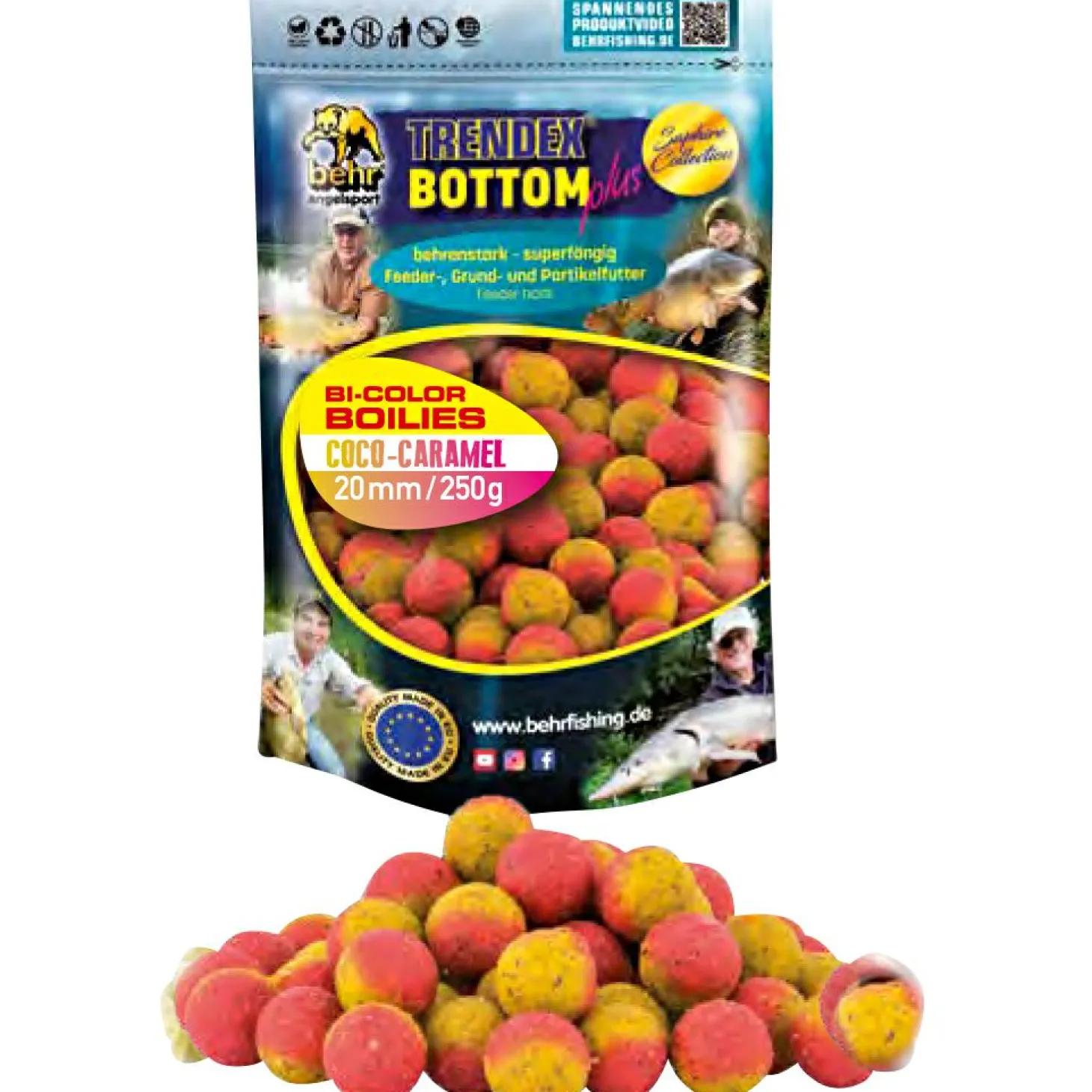 Trendex Bi-Color Boilies Trendex Bottom Plus (Coco-Caramel)