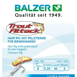 Trout Attack Angelhaken Bienenmaden Hair Rigs